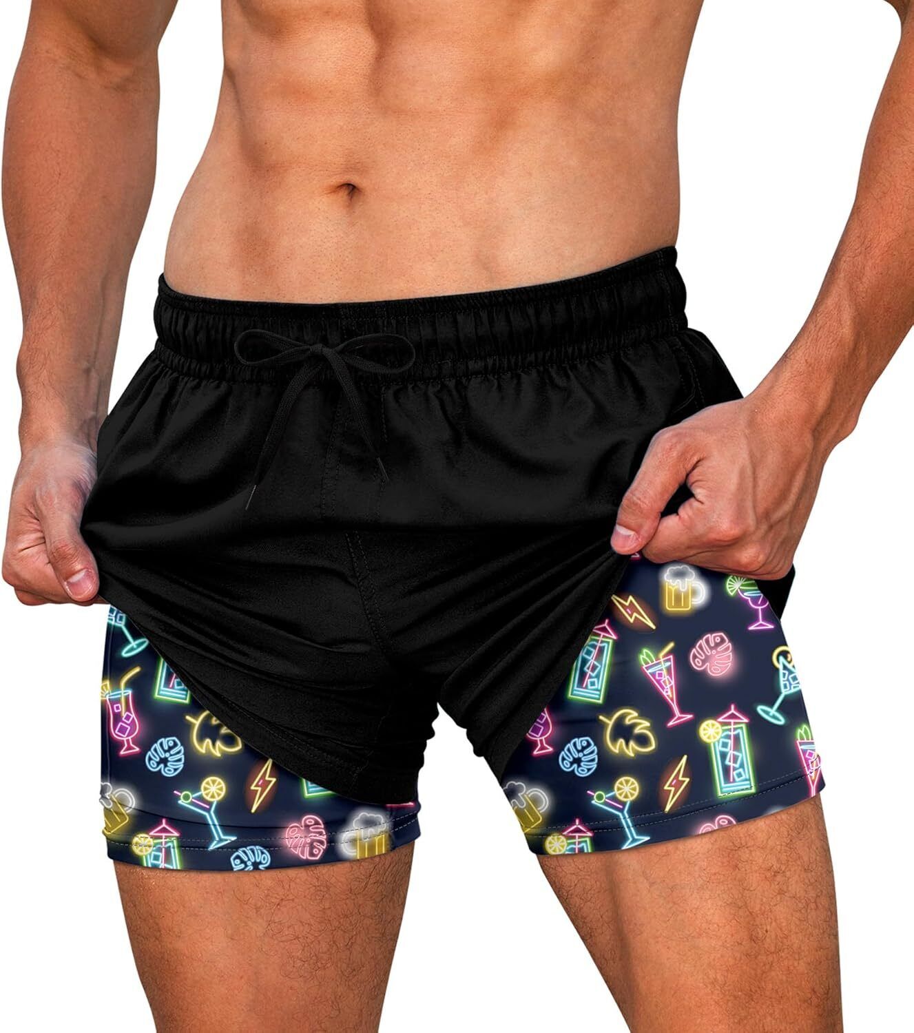 Men's Quick Dry Swim Trunks, Compression Liner, 5.5-inch Anti-Chafe Shorts - Picture 26 of 44