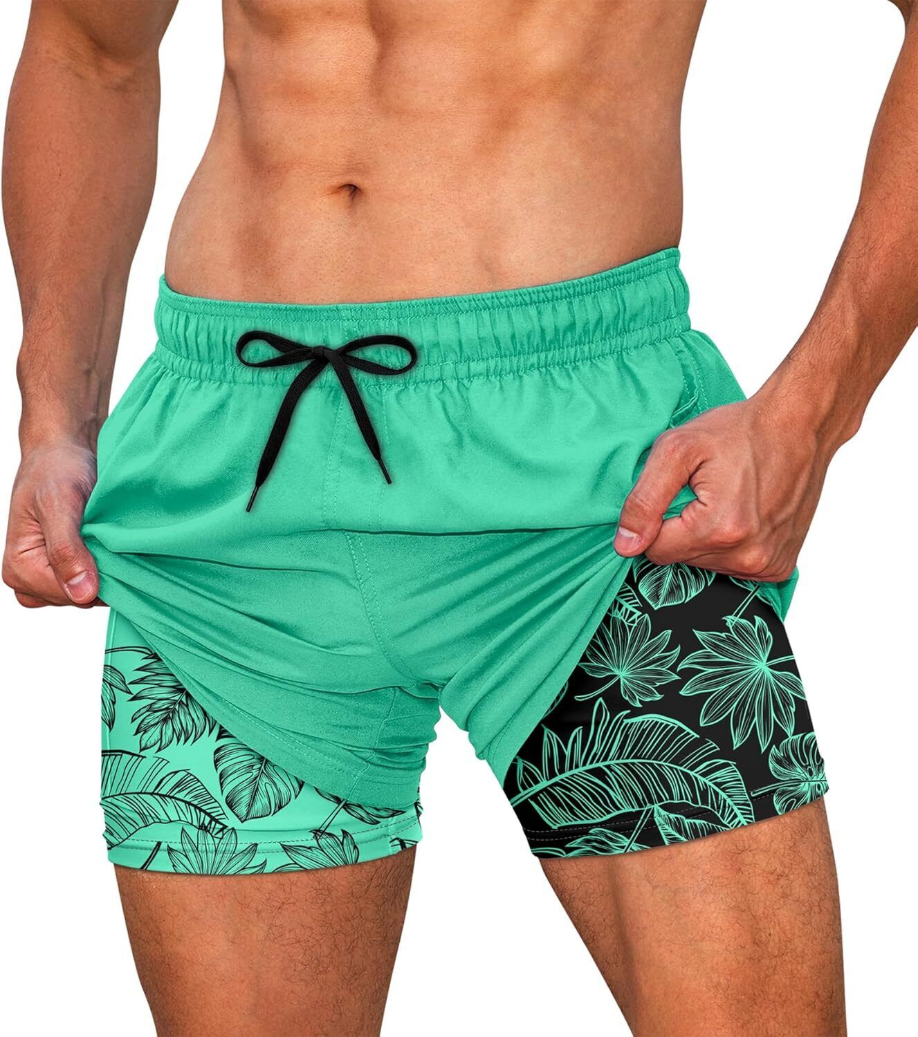 Men's Quick Dry Swim Trunks, Compression Liner, 5.5-inch Anti-Chafe Shorts - Picture 27 of 44
