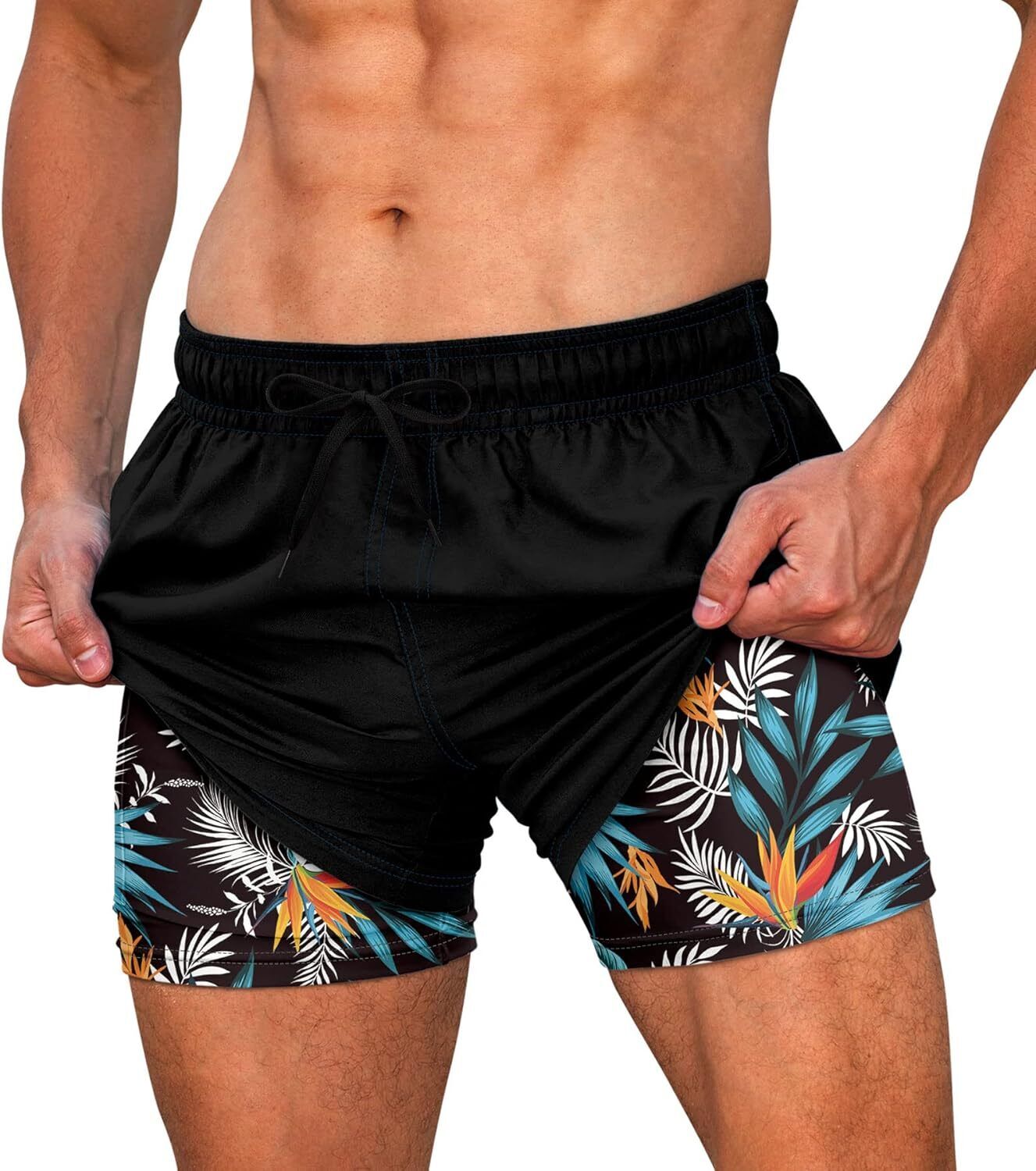 Men's Quick Dry Swim Trunks, Compression Liner, 5.5-inch Anti-Chafe Shorts - Picture 28 of 44