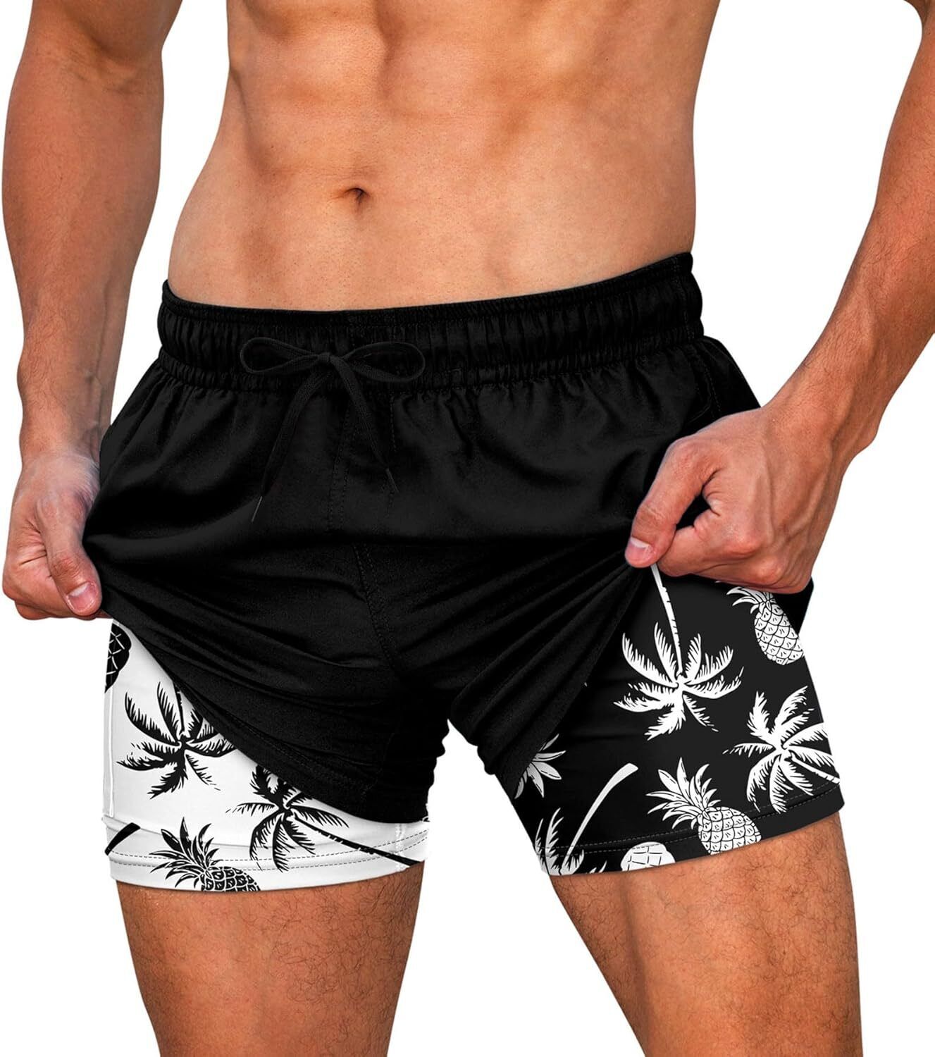 Men's Quick Dry Swim Trunks, Compression Liner, 5.5-inch Anti-Chafe Shorts - Picture 29 of 44