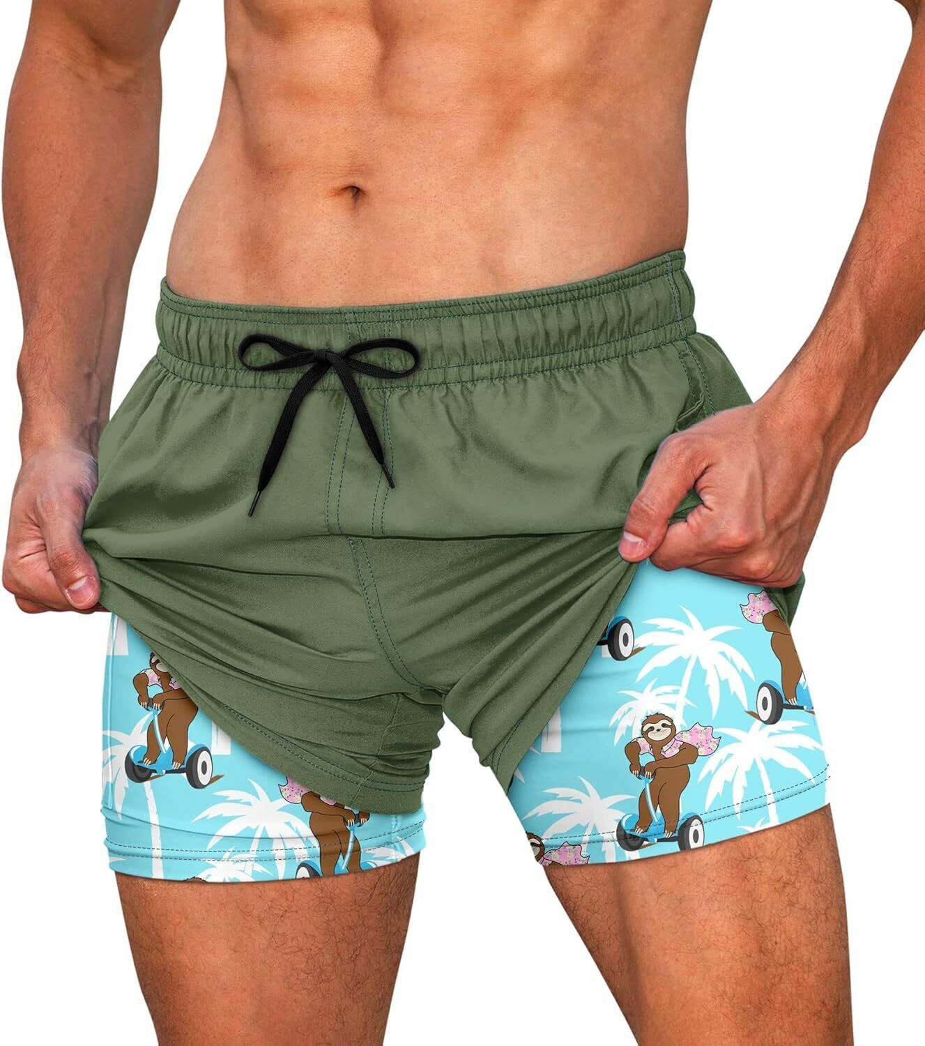 Men's Quick Dry Swim Trunks, Compression Liner, 5.5-inch Anti-Chafe Shorts - Picture 32 of 44