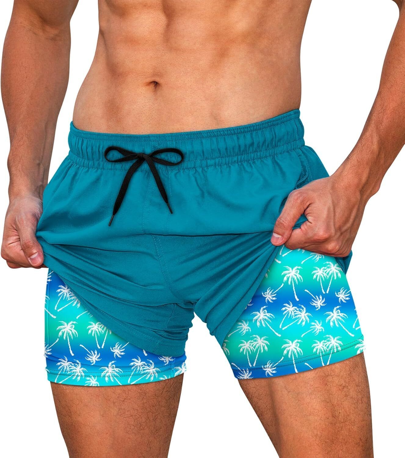 Men's Quick Dry Swim Trunks, Compression Liner, 5.5-inch Anti-Chafe Shorts - Picture 35 of 44
