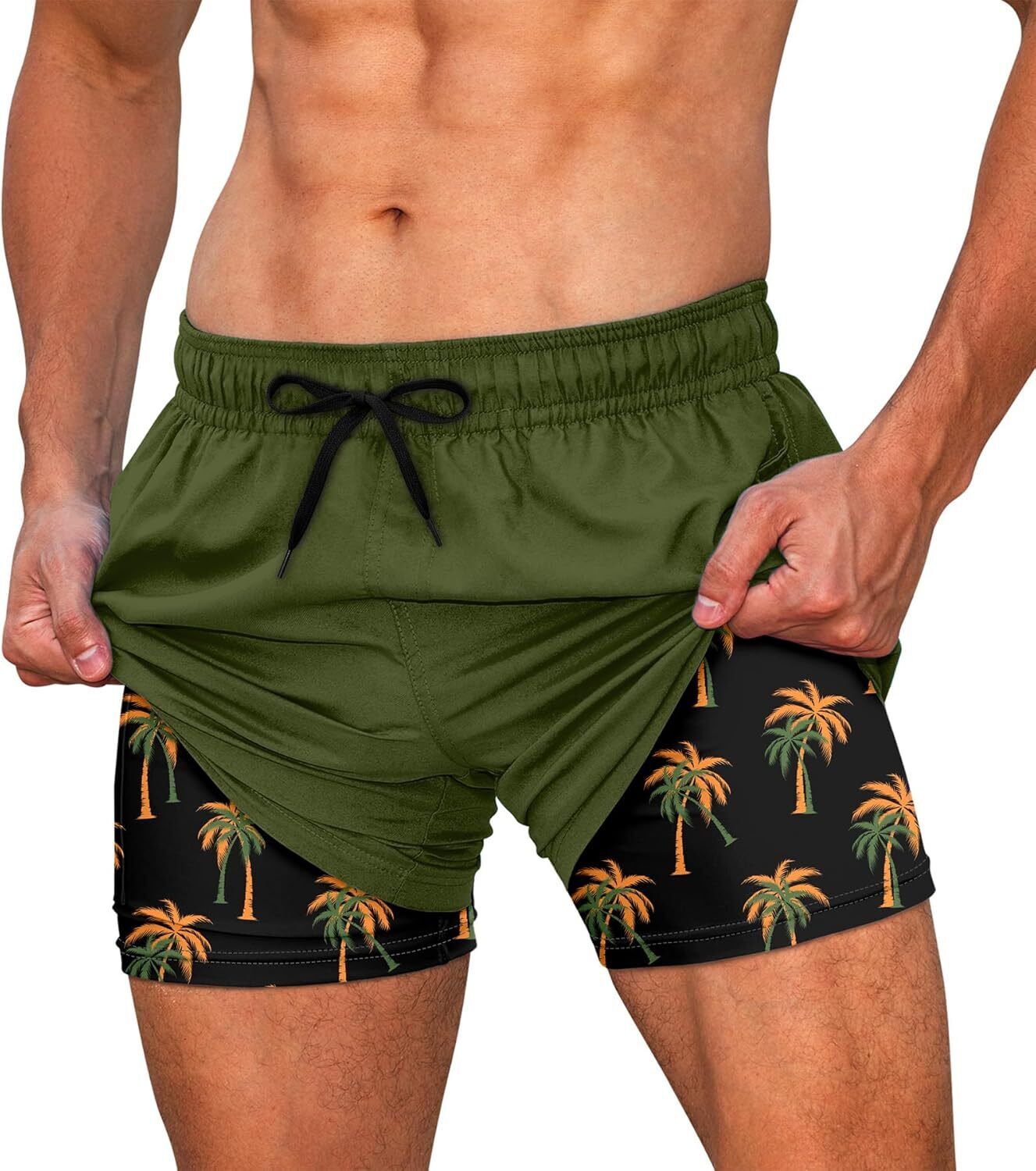 Men's Quick Dry Swim Trunks, Compression Liner, 5.5-inch Anti-Chafe Shorts - Picture 36 of 44