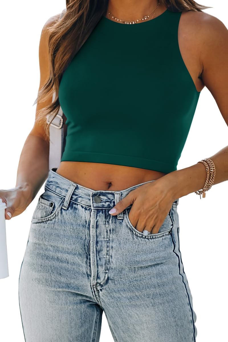Damen ärmellose bauchfreie Tops Training Racerback Cropped Tank Tops Sommer Kleidung - Bild 145 von 154