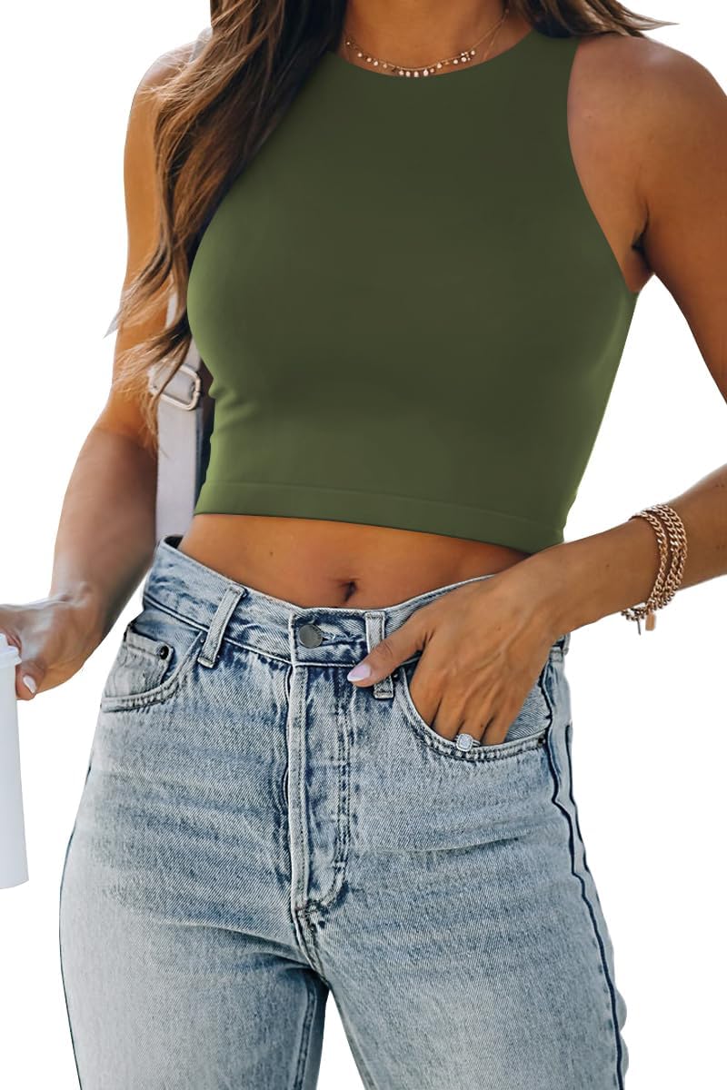 Damen ärmellose bauchfreie Tops Training Racerback Cropped Tank Tops Sommer Kleidung - Bild 150 von 154