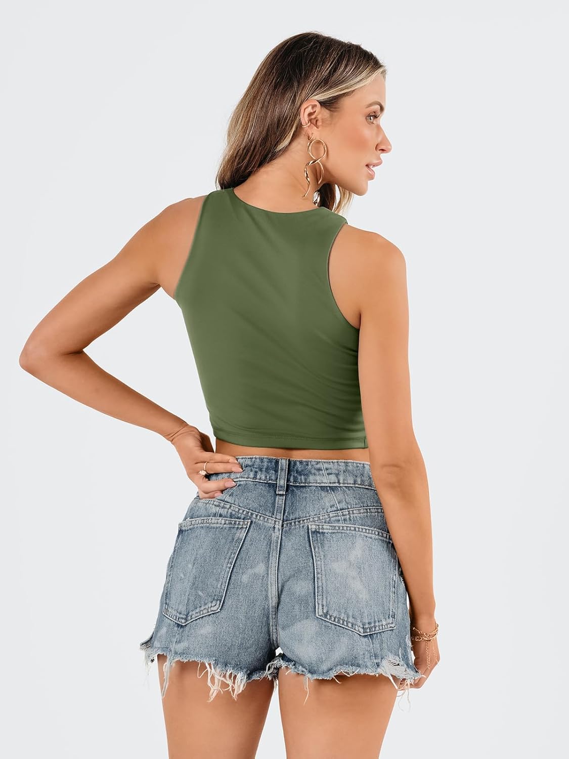 Damen ärmellose bauchfreie Tops Training Racerback Cropped Tank Tops Sommer Kleidung - Bild 152 von 154