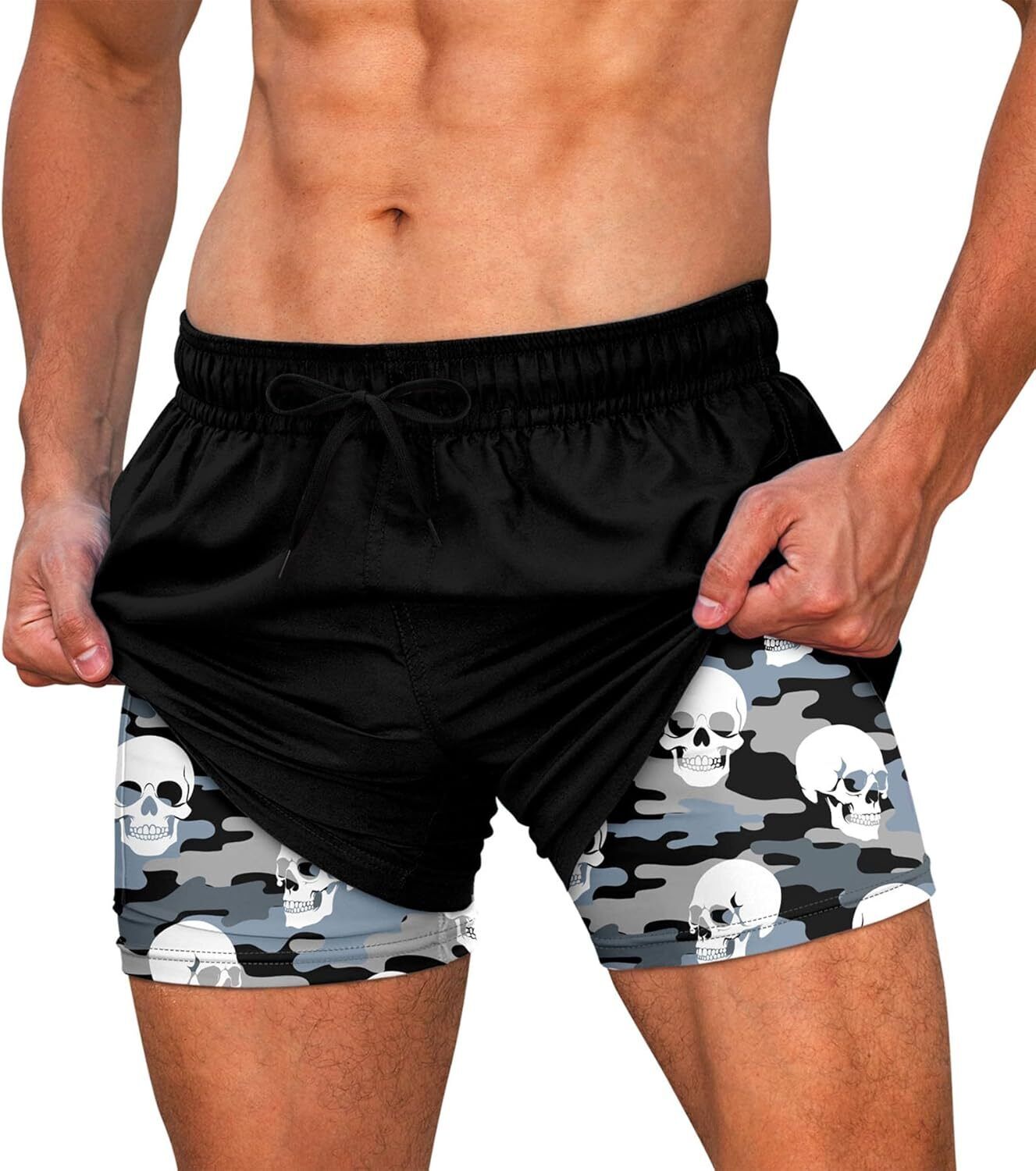 Men's Quick Dry Swim Trunks, Compression Liner, 5.5-inch Anti-Chafe Shorts - Picture 38 of 44