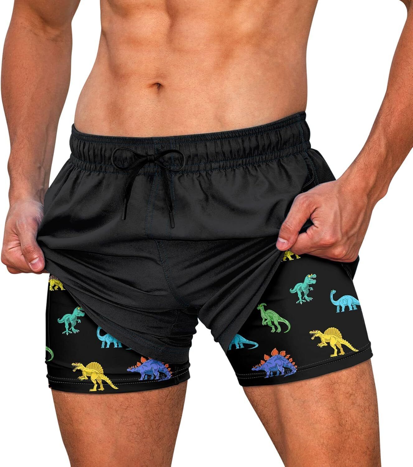 Men's Quick Dry Swim Trunks, Compression Liner, 5.5-inch Anti-Chafe Shorts - Picture 39 of 44