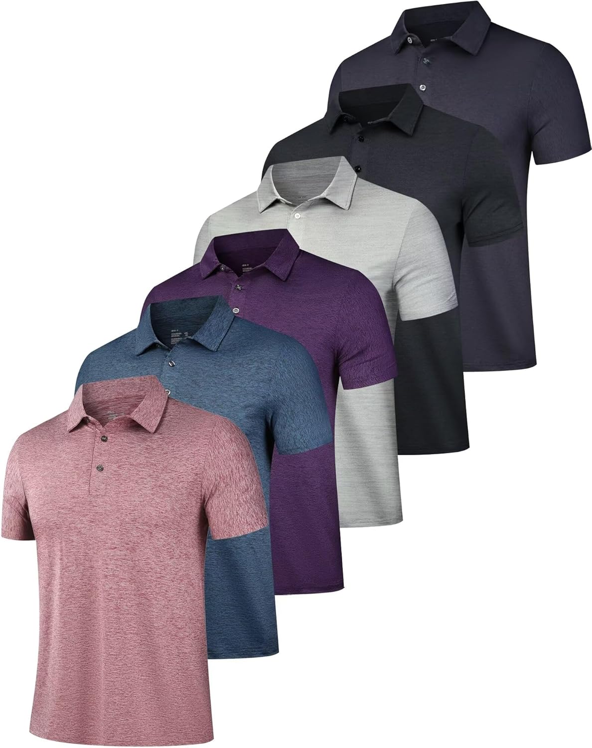 6er Pack Herren Poloshirts Kurzarm Golfshirt feuchtigkeitsableitend Kragen T-Shirt - Bild 12 von 32
