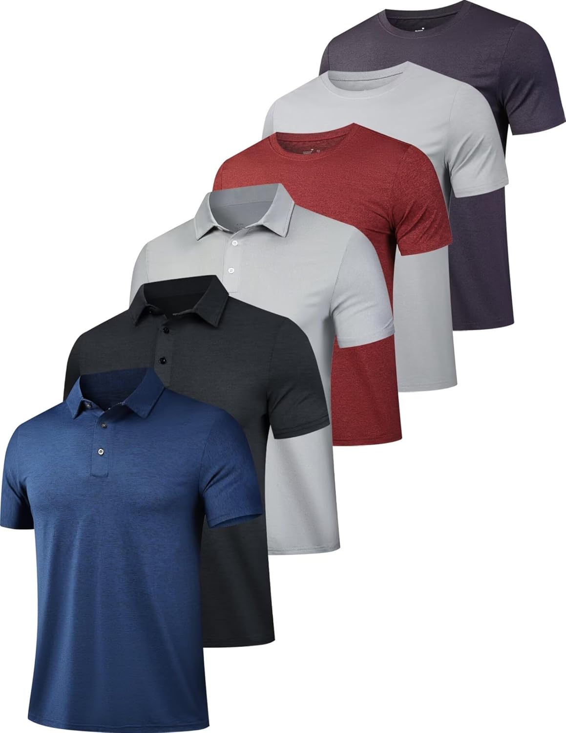 6er Pack Herren Poloshirts Kurzarm Golfshirt feuchtigkeitsableitend Kragen T-Shirt - Bild 25 von 32