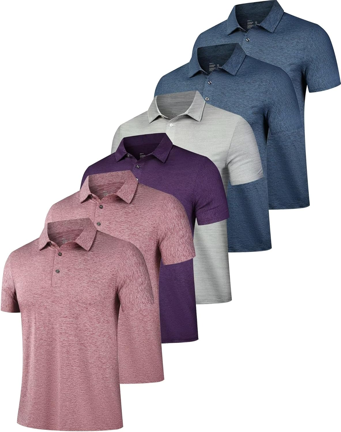 6er Pack Herren Poloshirts Kurzarm Golfshirt feuchtigkeitsableitend Kragen T-Shirt - Bild 29 von 32