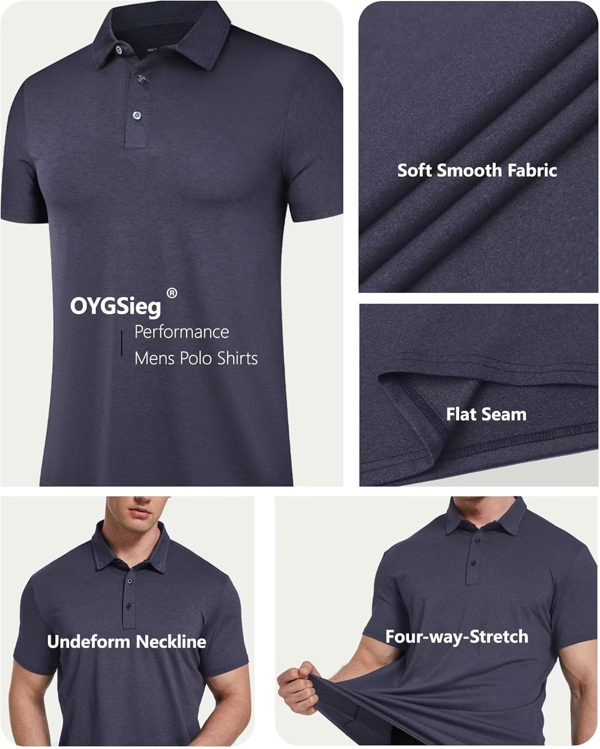 6er Pack Herren Poloshirts Kurzarm Golfshirt feuchtigkeitsableitend Kragen T-Shirt - Bild 31 von 32