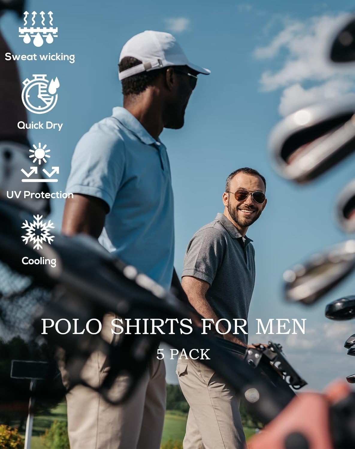 6er Pack Herren Poloshirts Kurzarm Golfshirt feuchtigkeitsableitend Kragen T-Shirt - Bild 15 von 32