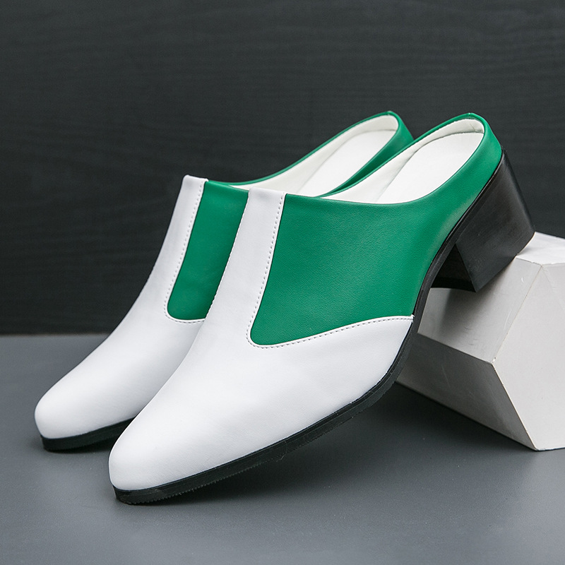Sandalias de moda para hombre de tacón alto con punta cerrada de colores mezclados - Imagen 11 de 12