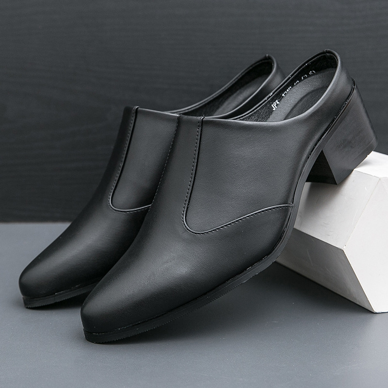 Sandalias de moda para hombre de tacón alto con punta cerrada de colores mezclados - Imagen 10 de 12