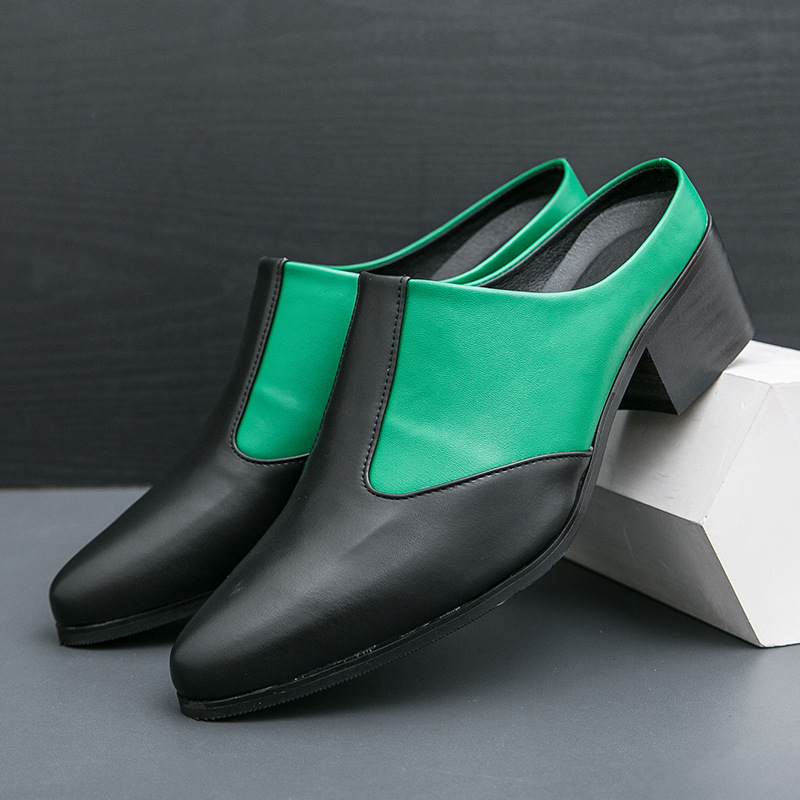 Sandalias de moda para hombre de tacón alto con punta cerrada de colores mezclados - Imagen 12 de 12