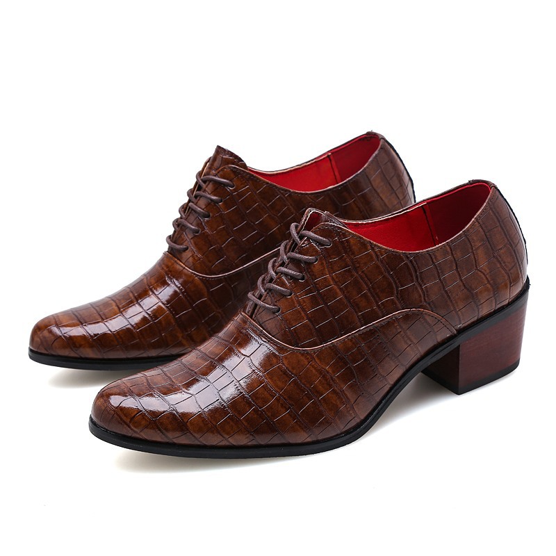 Zapatos de vestir de cuero con correa y hebilla de tacón alto para hombre boda fiesta Oxford - Imagen 14 de 14