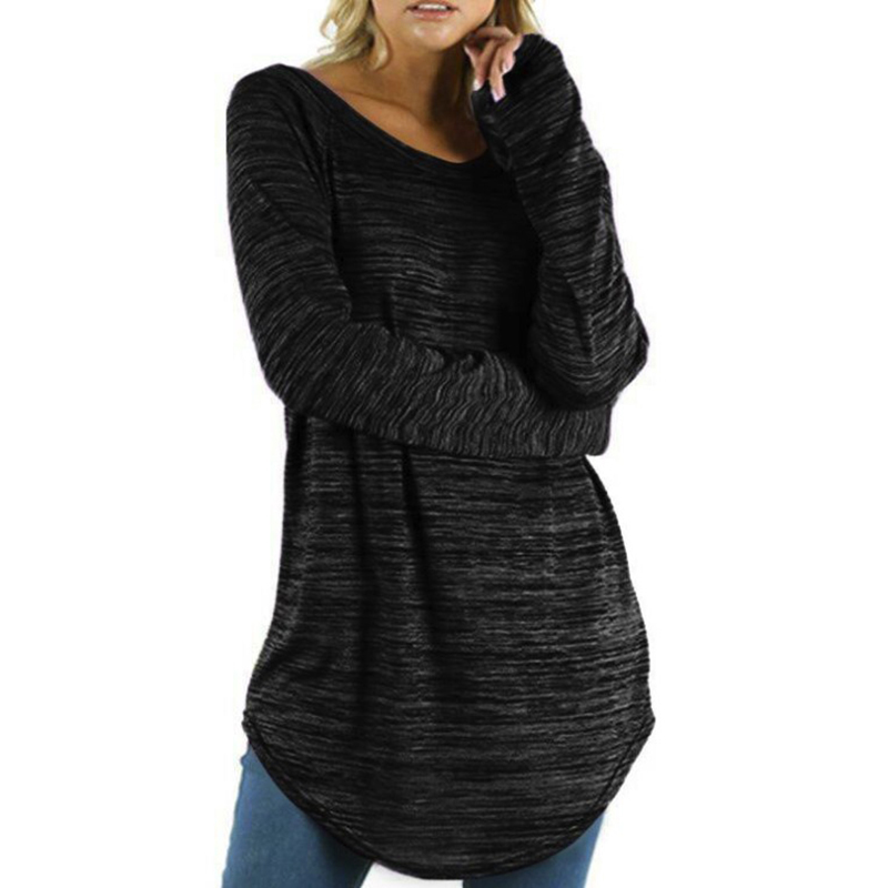 Plus Size Womens Long Sleeve T Shirt Blouse Ladies Solid Casual Tunic Shirt Tops - Picture 15 of 20