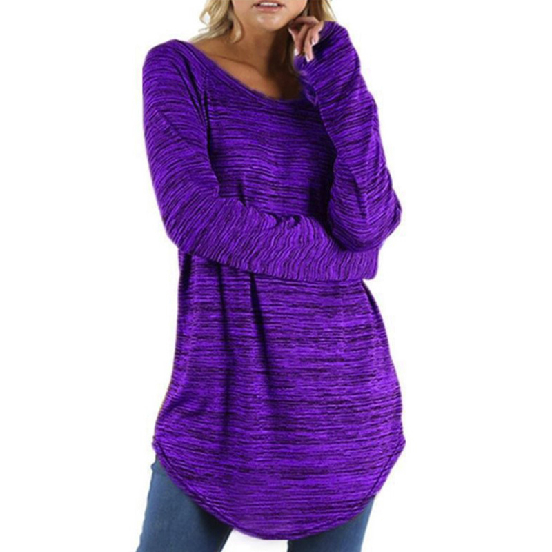 Plus Size Womens Long Sleeve T Shirt Blouse Ladies Solid Casual Tunic Shirt Tops - Picture 16 of 20