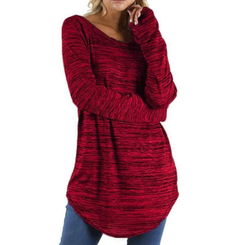 Plus Size Womens Long Sleeve T Shirt Blouse Ladies Solid Casual Tunic Shirt Tops - Picture 17 of 20