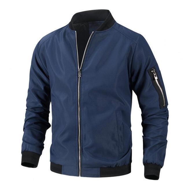 Men FullZip Baseball Jacket Lightweight Windbreaker Casual Spring Fall Thin Coat - Picture 17 of 20