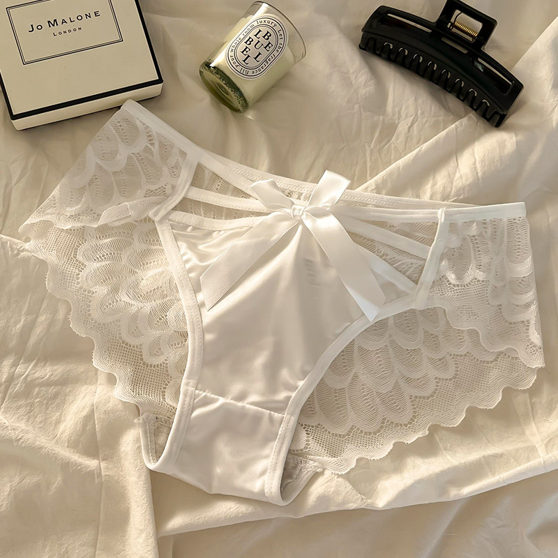 Mid Waist Angel Wings Lace Women’s Underwear Breathable Bow
