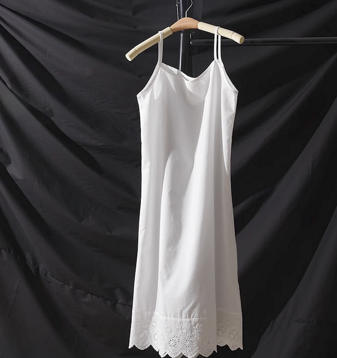 Hot Women 100% Natural Cotton Dress Full Slips Under Dress Cami Chemise Nighty S
