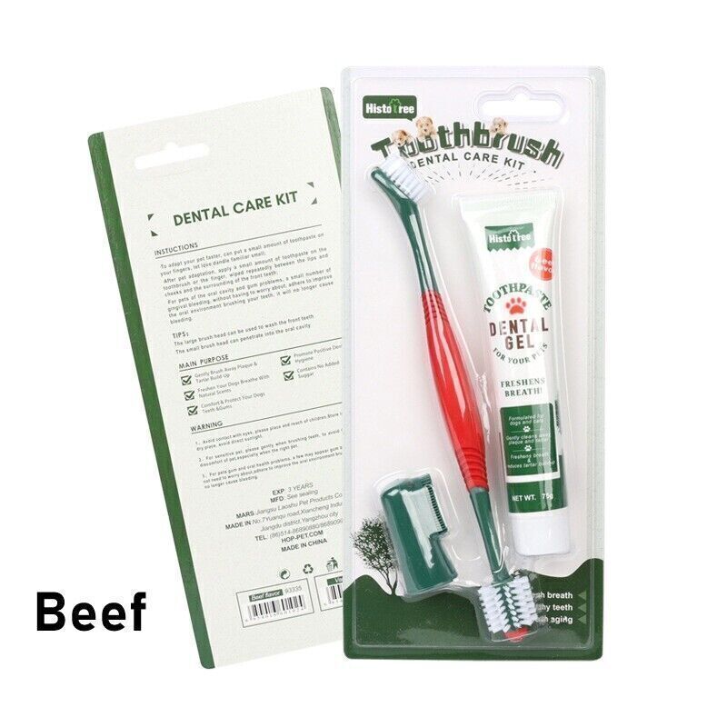 Pet Toothbrush Toothpaste Kit Finger Brush Clean Teeth Mouth Dental Care Cat Dog