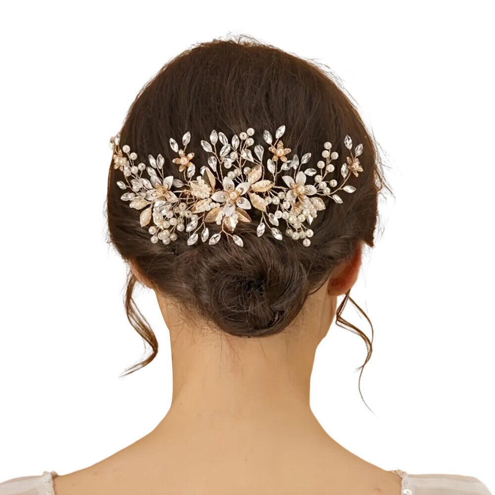 Bride Rhinestone Pearl Hair Comb Elegant Headwear for Formal Dinner Parties