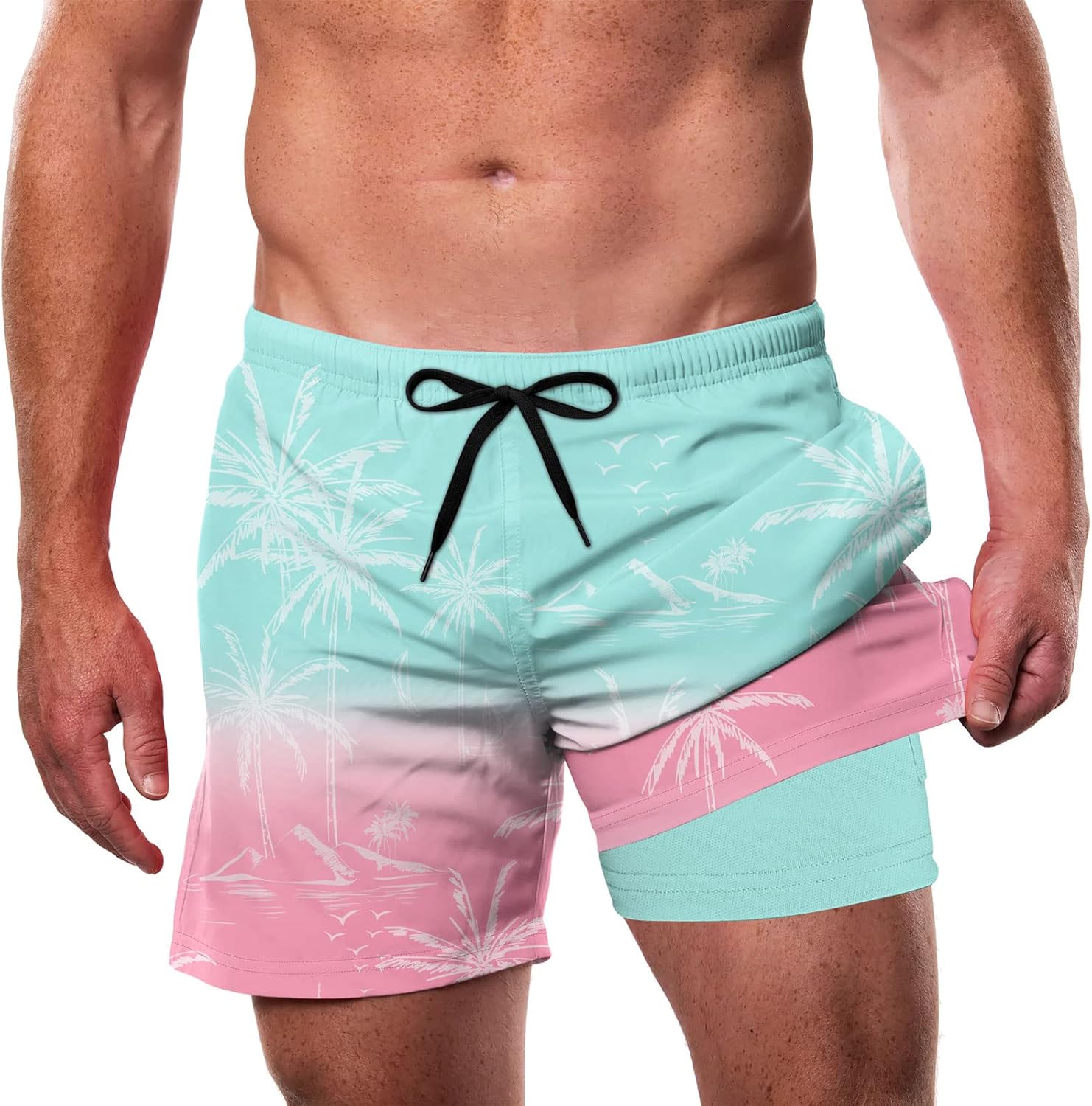 Men’s Swim Trunks Quick Dry Lightweight Compression Liner Beach Shorts - Picture 35 of 40