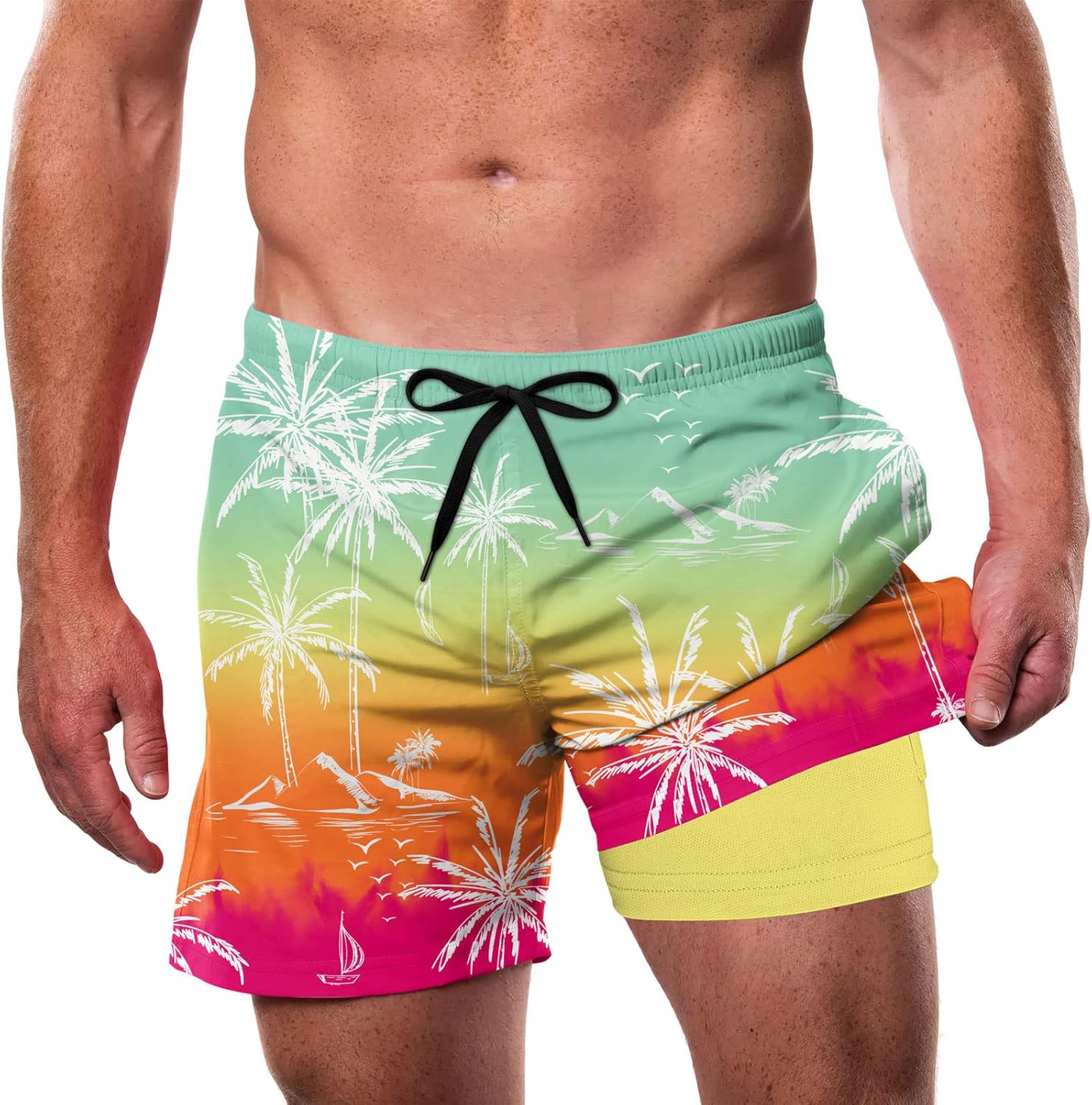 Men’s Swim Trunks Quick Dry Lightweight Compression Liner Beach Shorts - Picture 40 of 40