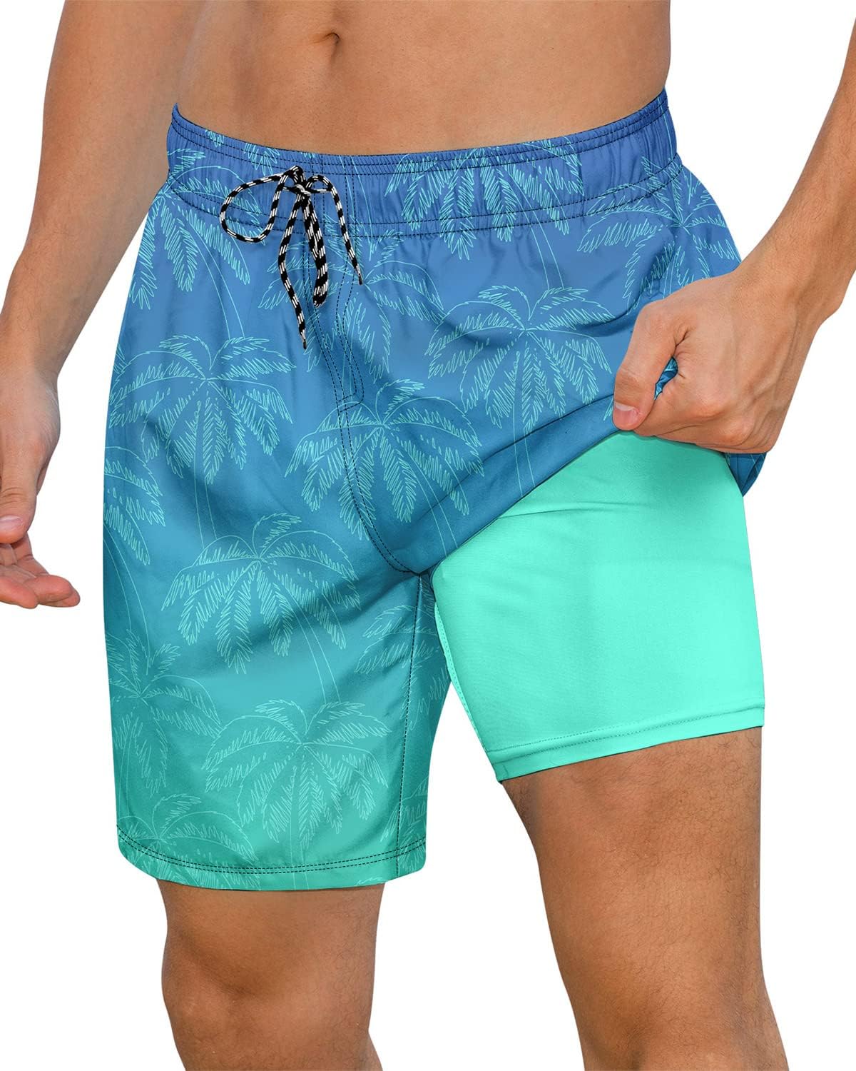 Pantalones cortos de natación de secado rápido para hombre 7 pulgadas forro de compresión anti rozaduras baúles para playa - Imagen 13 de 35