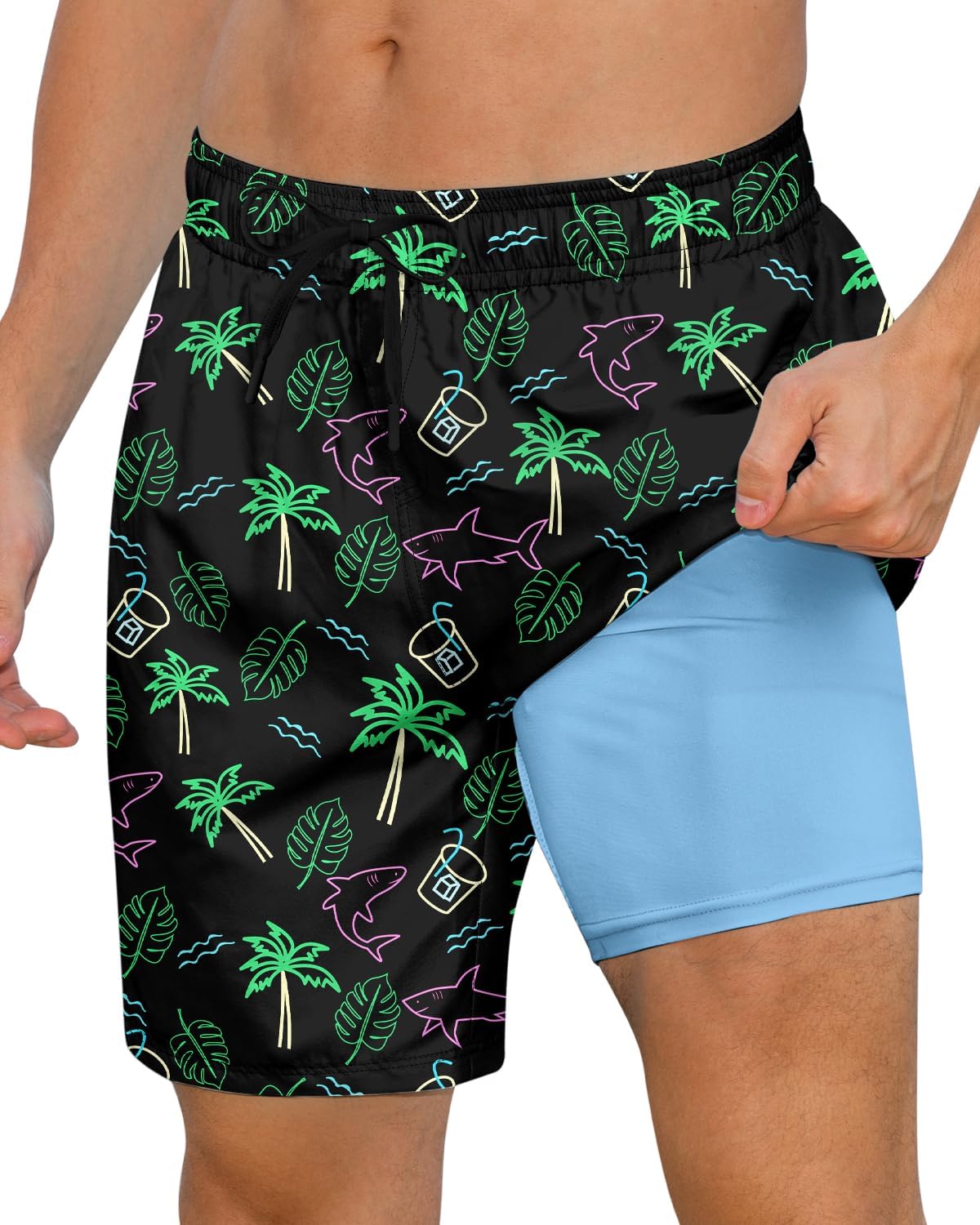 Pantalones cortos de natación de secado rápido para hombre 7 pulgadas forro de compresión anti rozaduras baúles para playa - Imagen 15 de 35