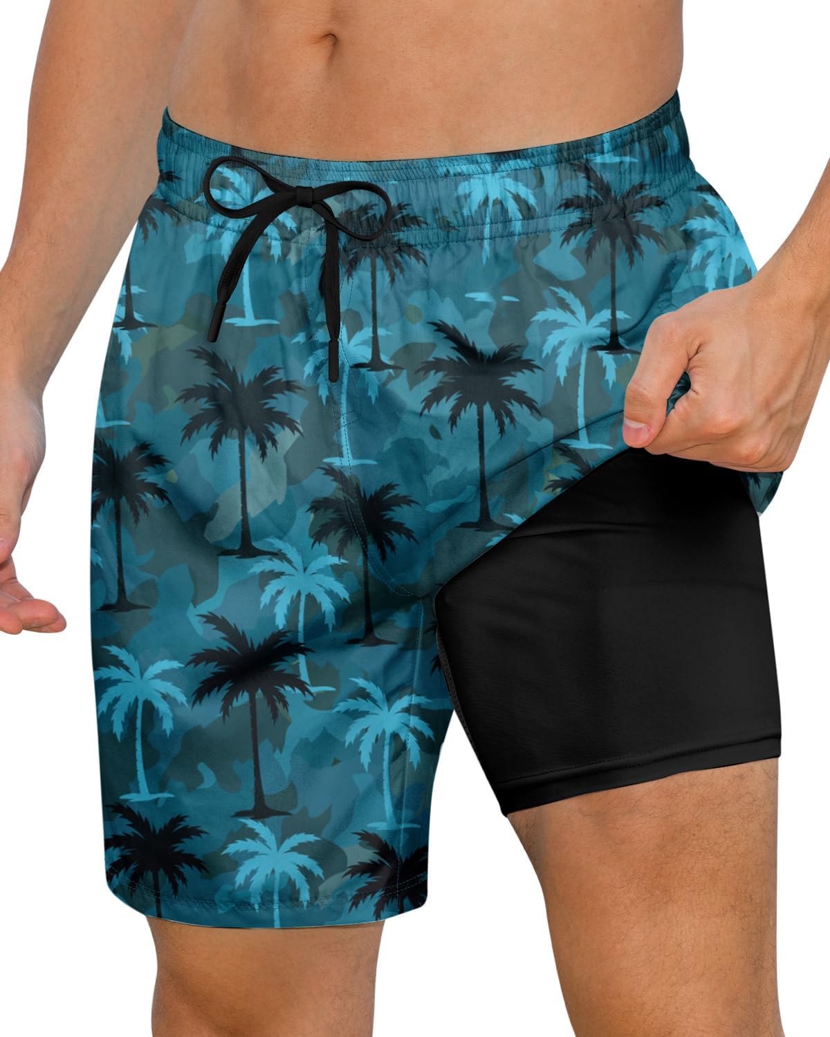 Pantalones cortos de natación de secado rápido para hombre 7 pulgadas forro de compresión anti rozaduras baúles para playa - Imagen 18 de 35
