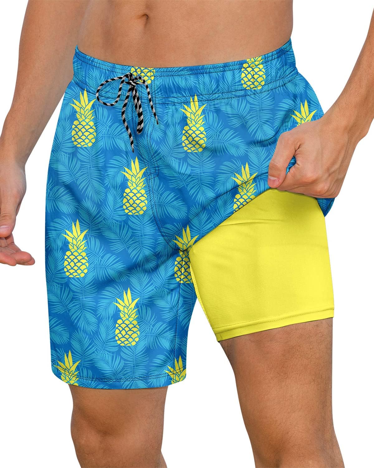Pantalones cortos de natación de secado rápido para hombre 7 pulgadas forro de compresión anti rozaduras baúles para playa - Imagen 21 de 35