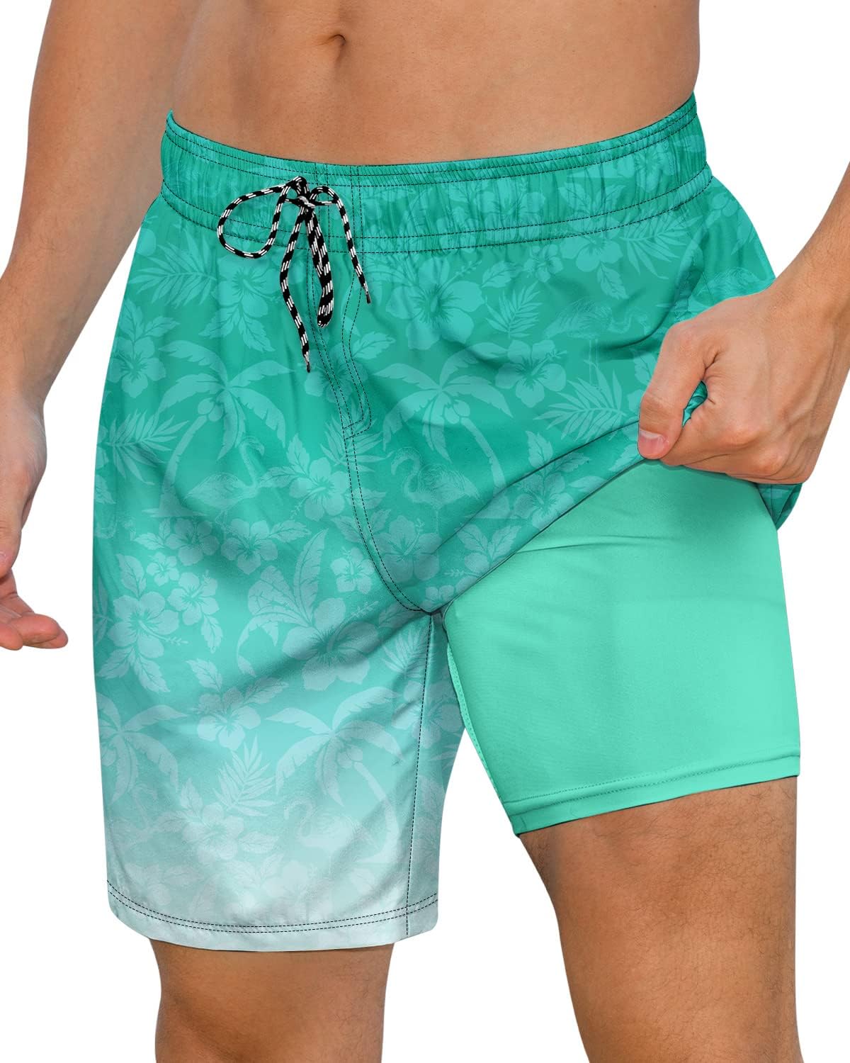 Pantalones cortos de natación de secado rápido para hombre 7 pulgadas forro de compresión anti rozaduras baúles para playa - Imagen 22 de 35