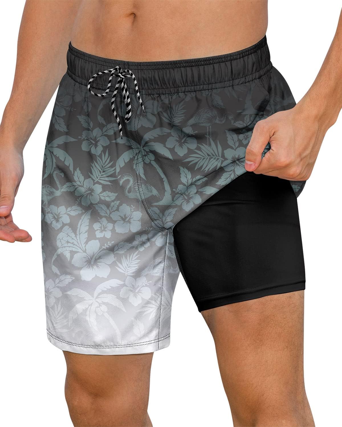 Pantalones cortos de natación de secado rápido para hombre 7 pulgadas forro de compresión anti rozaduras baúles para playa - Imagen 24 de 35