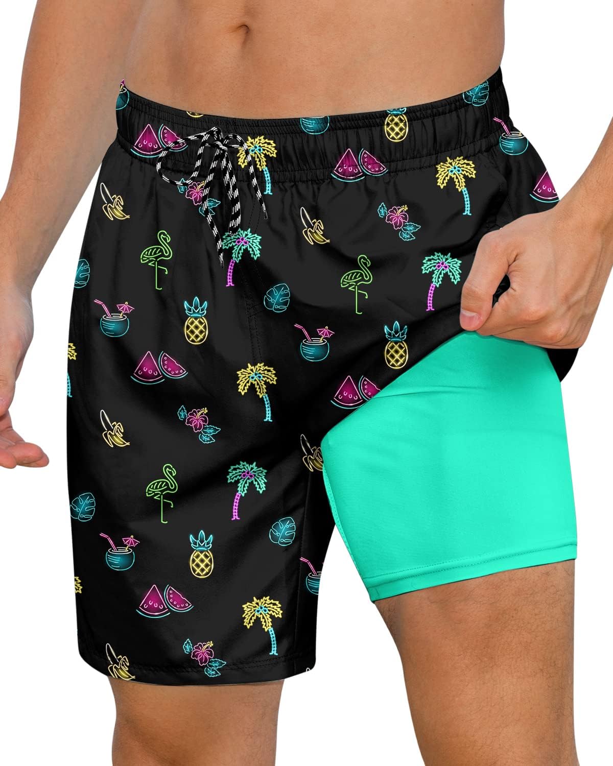 Pantalones cortos de natación de secado rápido para hombre 7 pulgadas forro de compresión anti rozaduras baúles para playa - Imagen 25 de 35