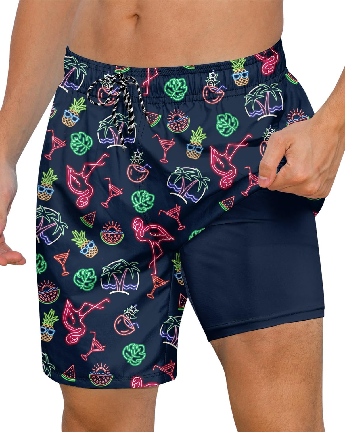 Pantalones cortos de natación de secado rápido para hombre 7 pulgadas forro de compresión anti rozaduras baúles para playa - Imagen 26 de 35