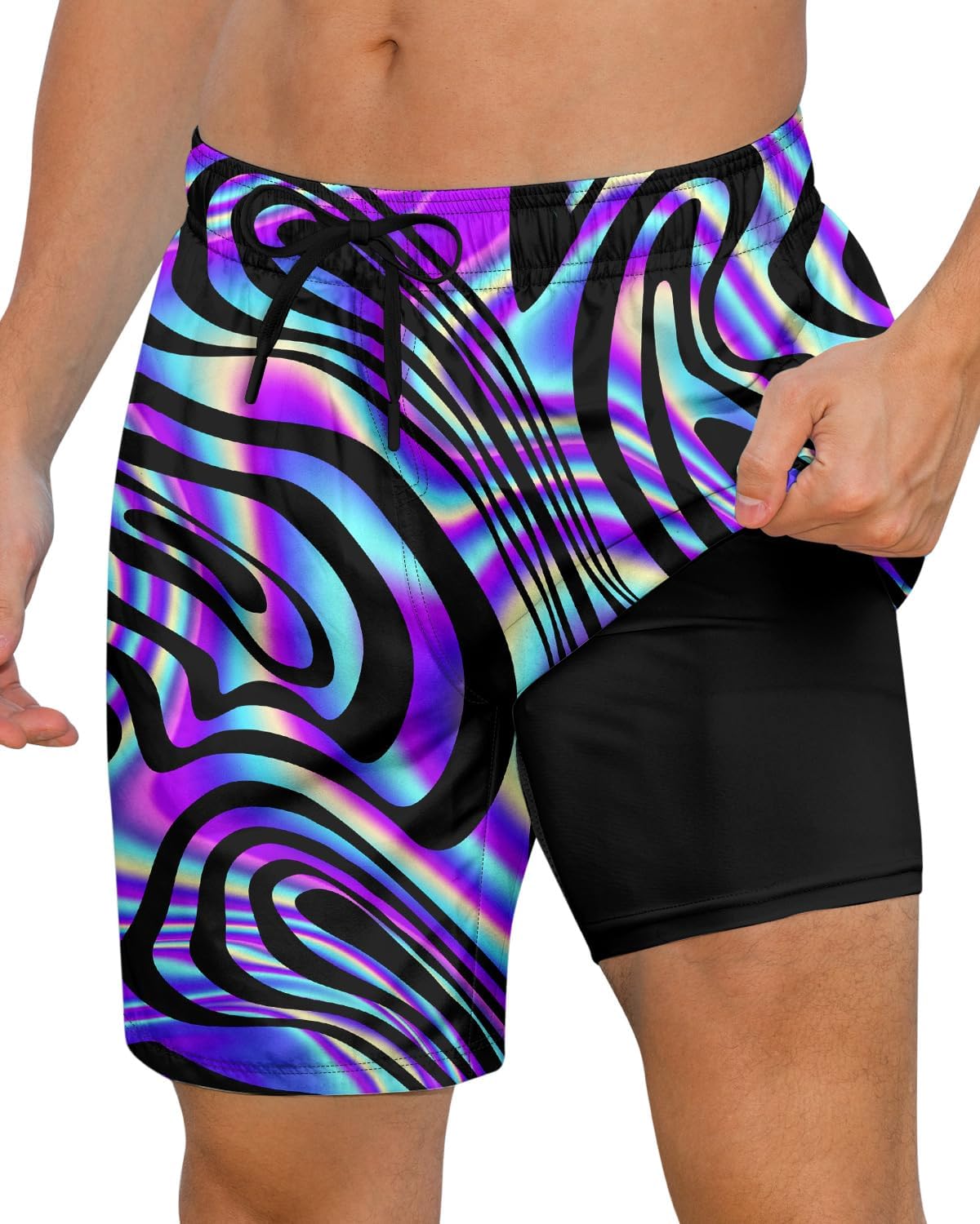 Pantalones cortos de natación de secado rápido para hombre 7 pulgadas forro de compresión anti rozaduras baúles para playa - Imagen 27 de 35