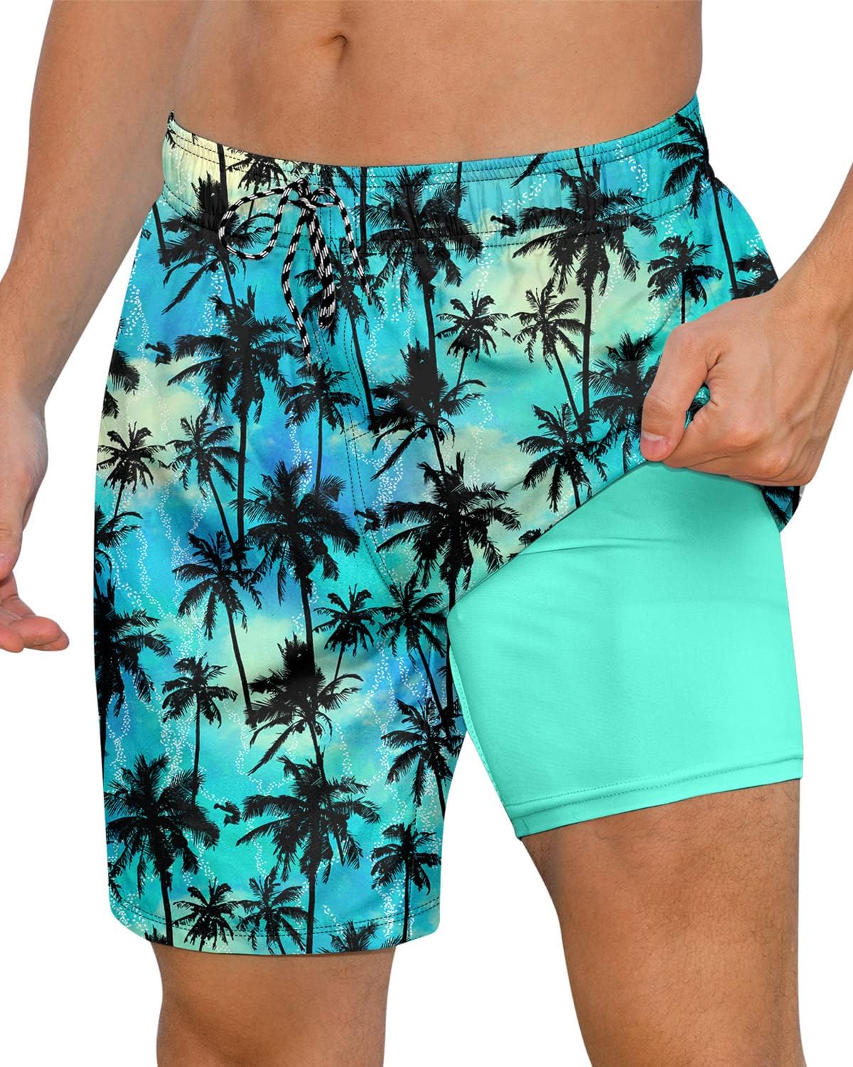 Pantalones cortos de natación de secado rápido para hombre 7 pulgadas forro de compresión anti rozaduras baúles para playa - Imagen 28 de 35