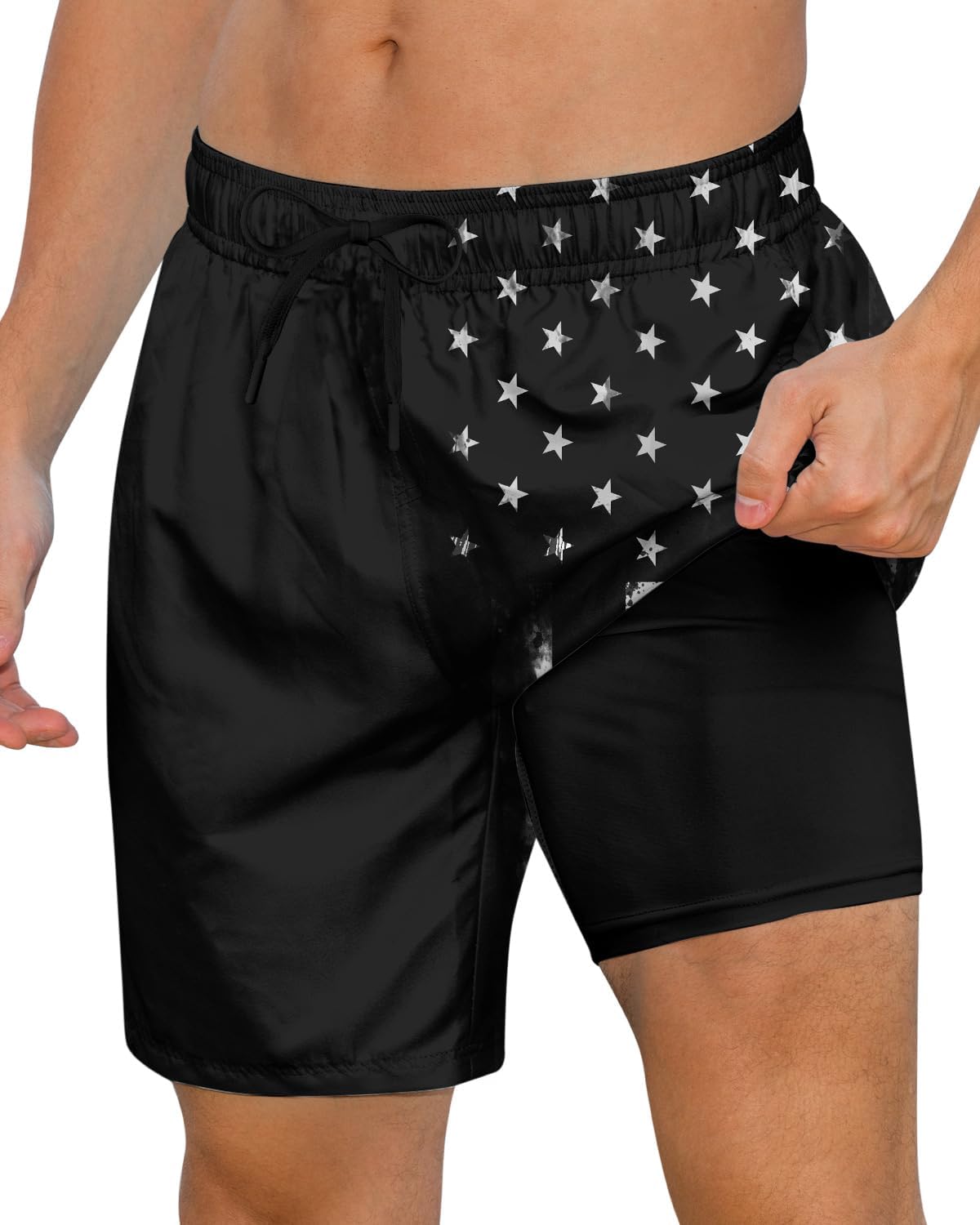Pantalones cortos de natación de secado rápido para hombre 7 pulgadas forro de compresión anti rozaduras baúles para playa - Imagen 30 de 35