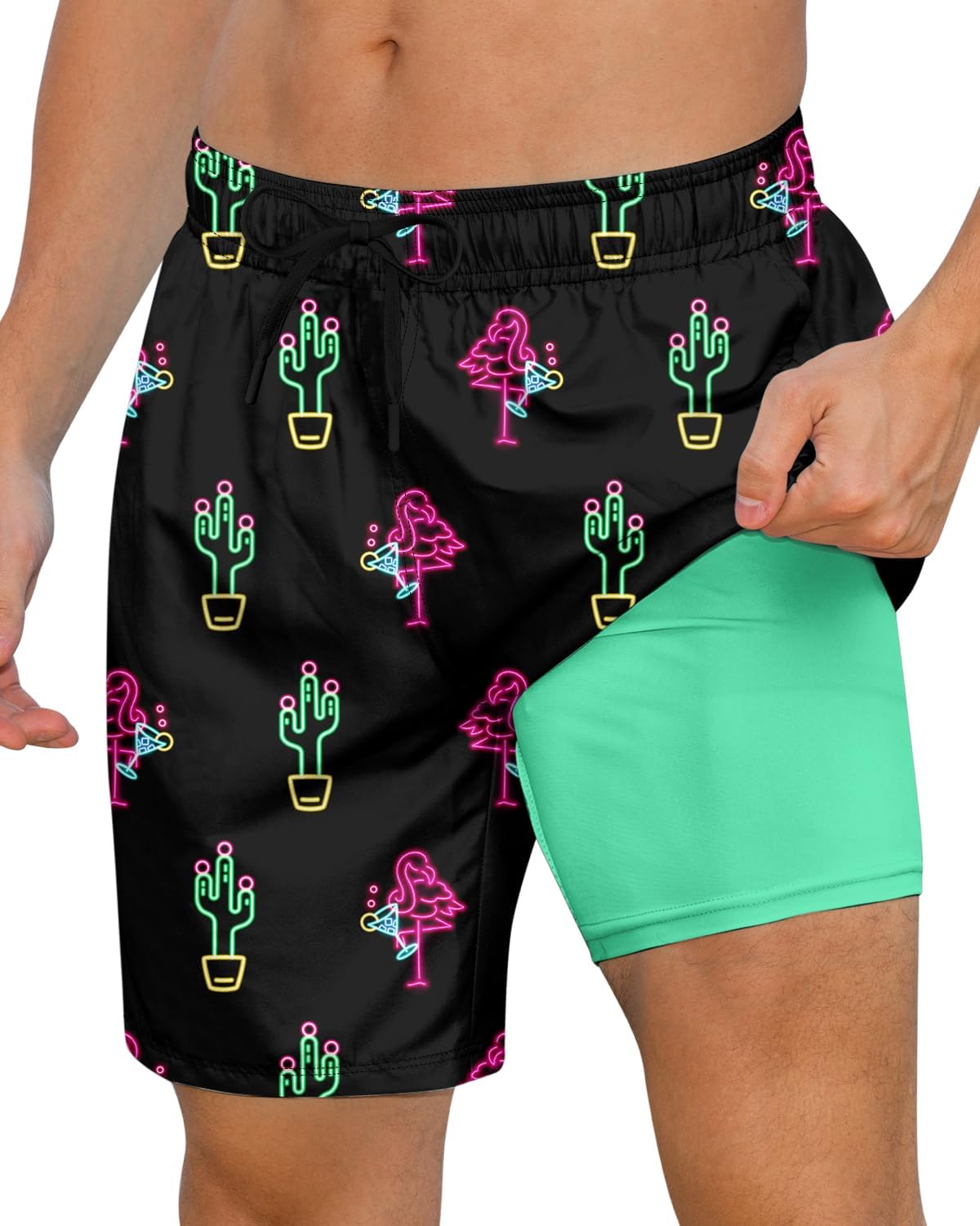 Pantalones cortos de natación de secado rápido para hombre 7 pulgadas forro de compresión anti rozaduras baúles para playa - Imagen 31 de 35