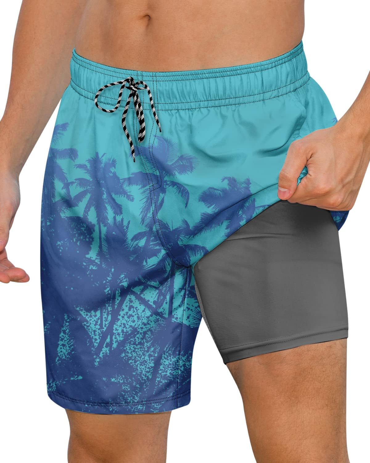 Pantalones cortos de natación de secado rápido para hombre 7 pulgadas forro de compresión anti rozaduras baúles para playa - Imagen 33 de 35