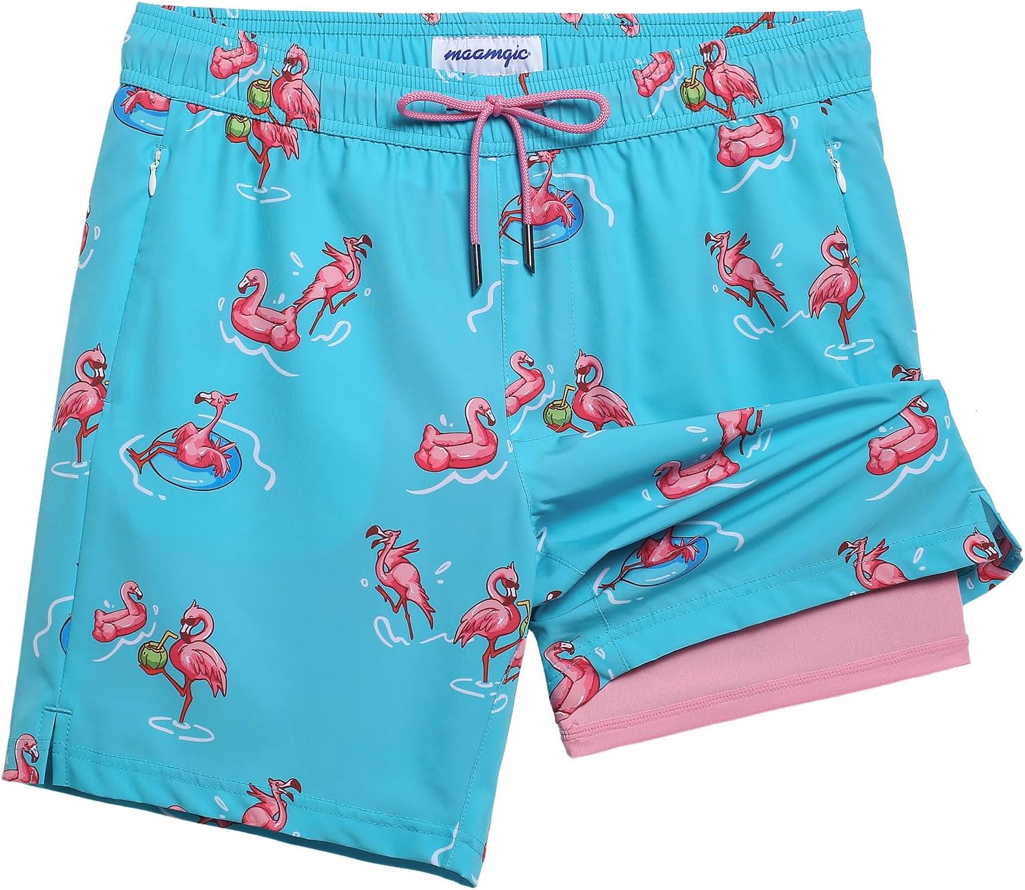 Mens Swim Trunks with Compression Liner Bathing Suit Quick Dry Swimming Trunks - Picture 10 of 18