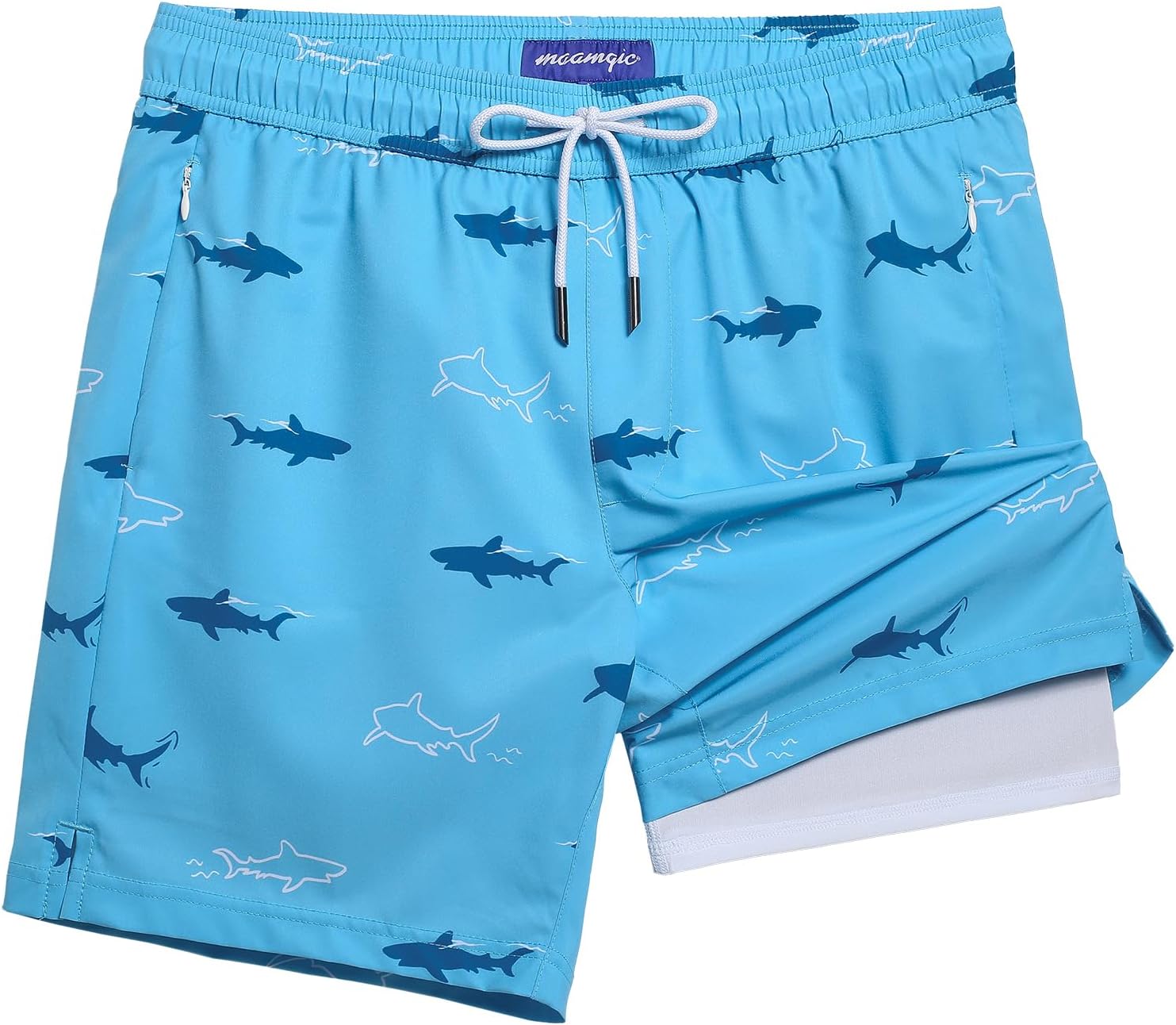 Mens Swim Trunks with Compression Liner Bathing Suit Quick Dry Swimming Trunks - Picture 17 of 18