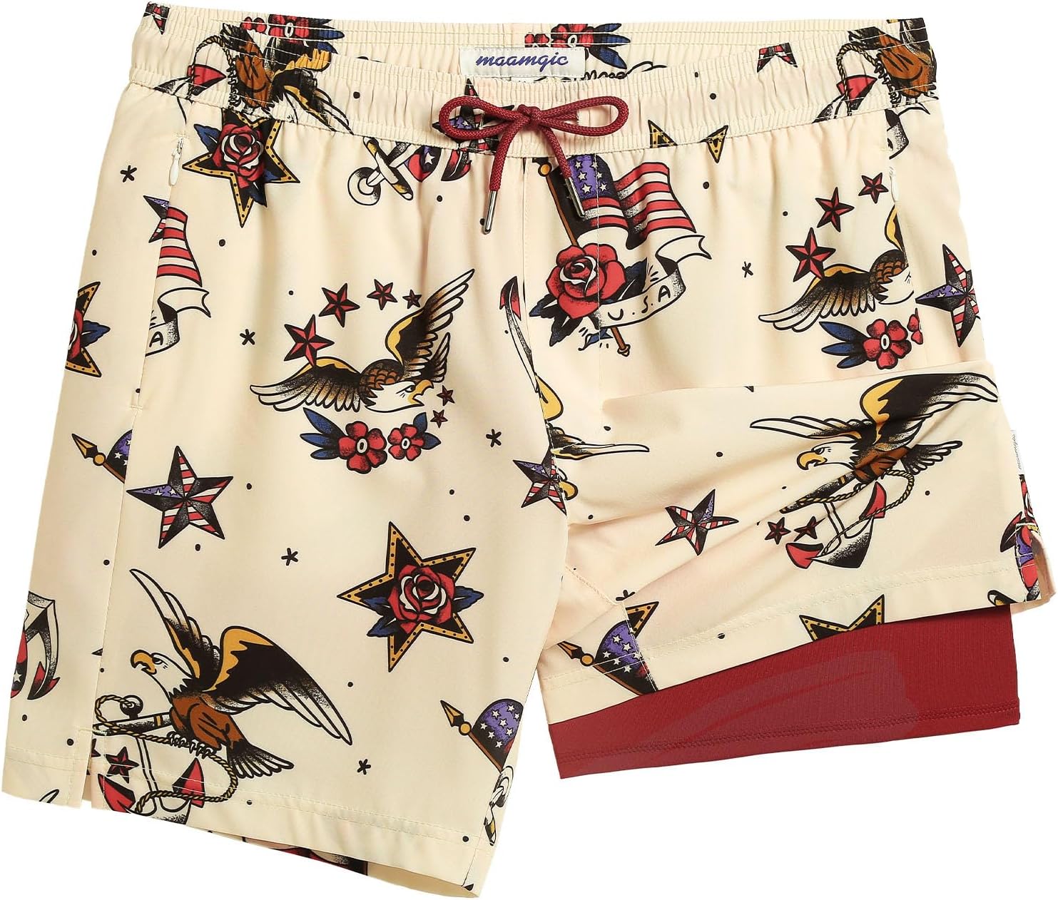 Herren Badehose mit Kompressionsfutter Boardshorts mit Taschen Badeanzug - Bild 13 von 37