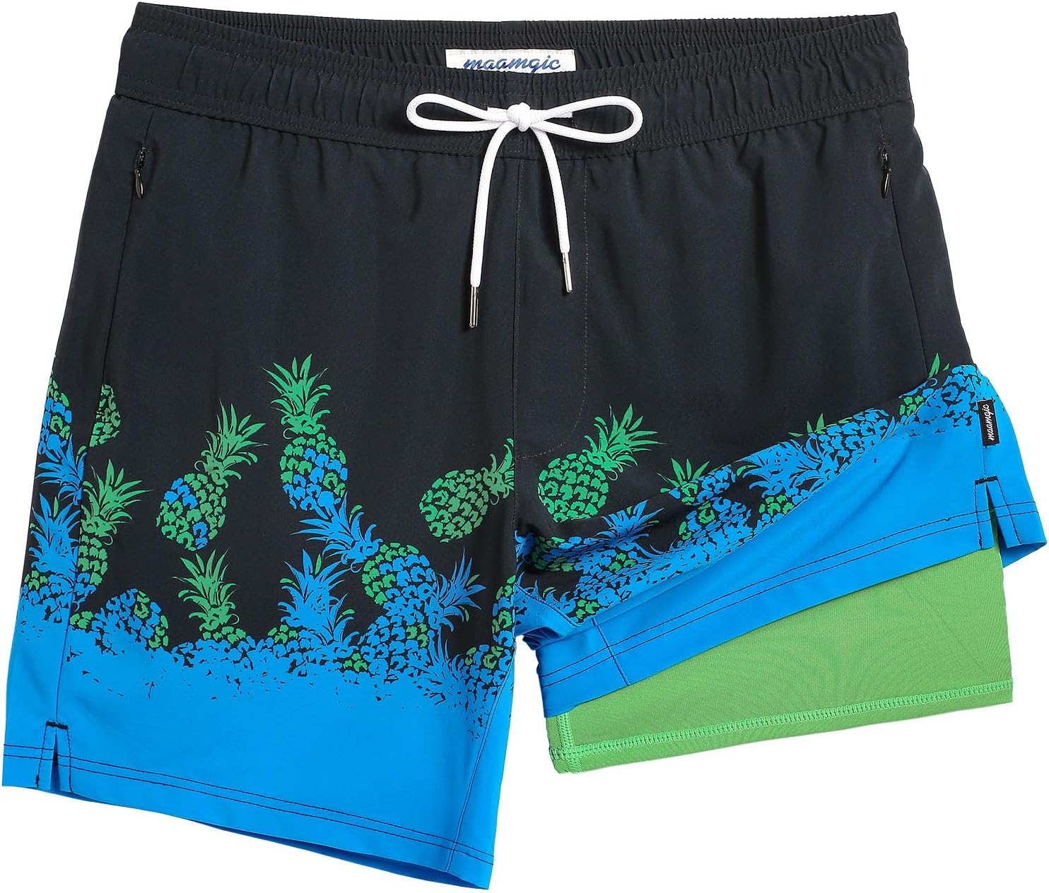 Herren Badehose mit Kompressionsfutter Boardshorts mit Taschen Badeanzug - Bild 14 von 37