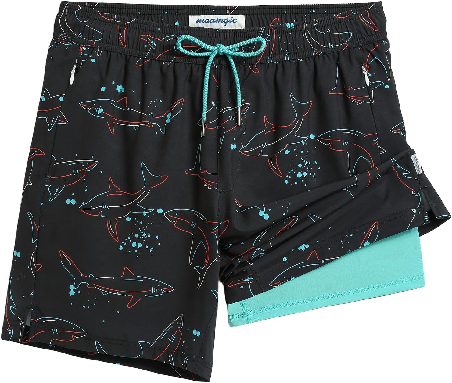 Herren Badehose mit Kompressionsfutter Boardshorts mit Taschen Badeanzug - Bild 30 von 37