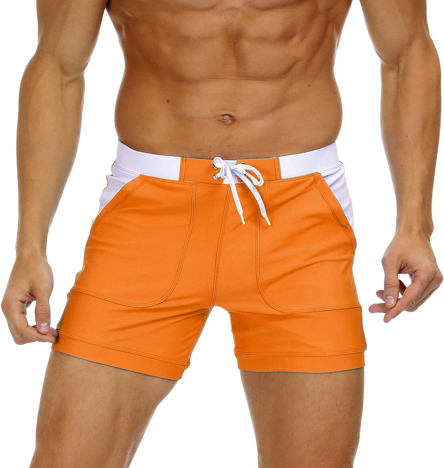 Costume da bagno uomo costume da bagno basic lungo nuoto sport tronchetti tavola pantaloncini con tasche - Foto 10 di 16